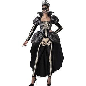 NEW Regal Skeleton Queen Costume  SZ Medium Halloween  MSRP $68 Broken Headpiece